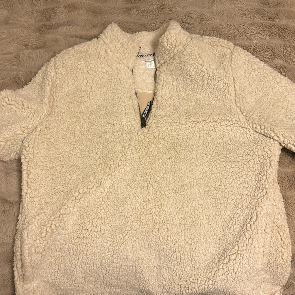 Cream quarter zip up sweater. Size large